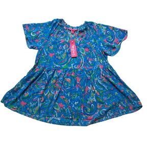 NWT Lilly Pulitzer Zadie Top‎ Women's Medium Seabreeze Blue Hey Gull Friend